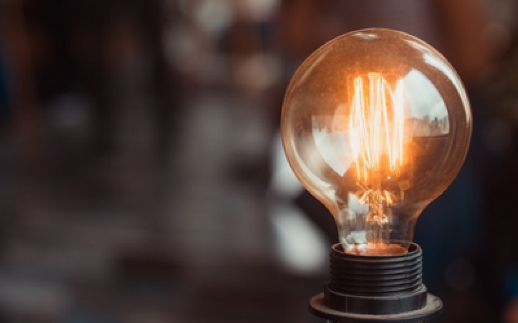 A switched-on lightbulb.